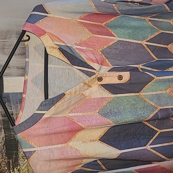 Womens Large vneck long sleeve shirt soft cool colors casual top - Picture 2 of 5